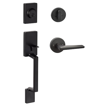 Sure-Loc Hardware Sure-Loc Hardware Stockholm Handleset, Basel Round Handleset Trim, Flat Black SH507-R-BS-RD FBL